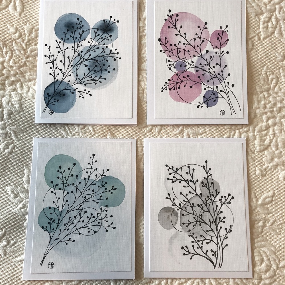 Hand painted Watercolor Greeting  Cards